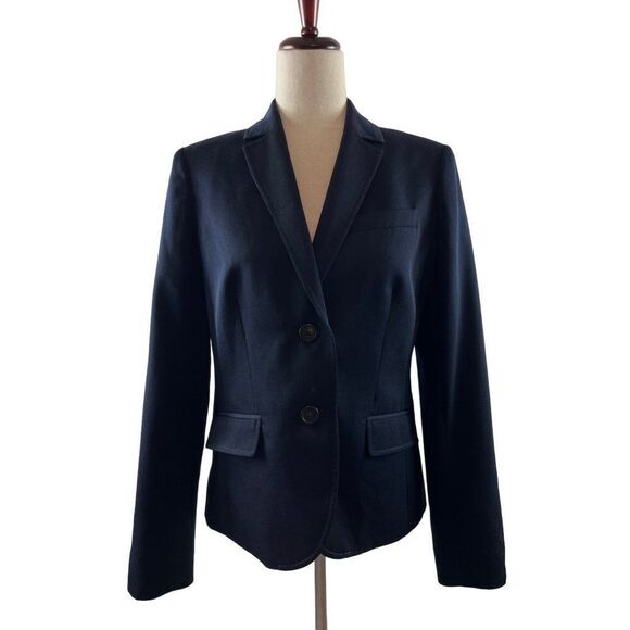 J. Crew Schoolboy Wool Notch Collar 2-Button Blazer Size 10 Navy Blue FLAWED - Picture 1 of 12